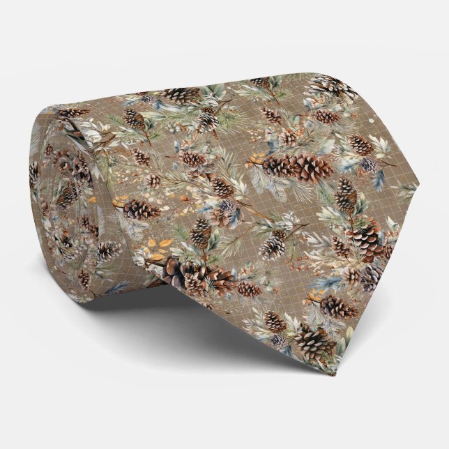 Cravate Motif de Noël Bohème Rustique  (Roulé)