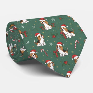 Cravate Motif de Noël de chien Beagle