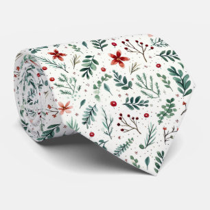 Cravate Motif de Noël élégant blanc et vert