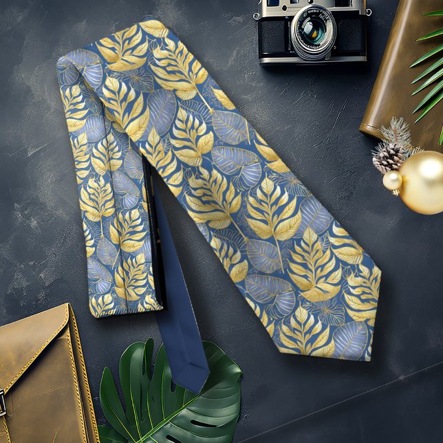 Cravate Motif de Noël Gold bleu#29 ID1009 (Créateur téléchargé)