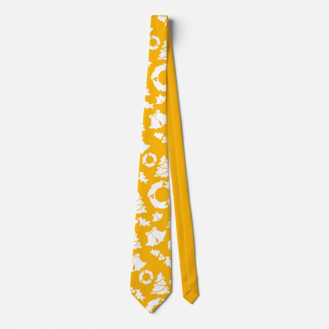 Cravate Motif de Noël jaune (Devant)