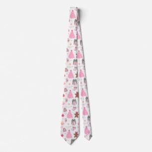 Cravate Motif de Noël rose