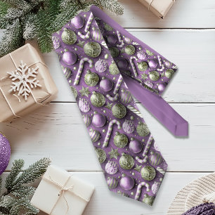 Cravate Motif de Noël vert violet #12 ID1009