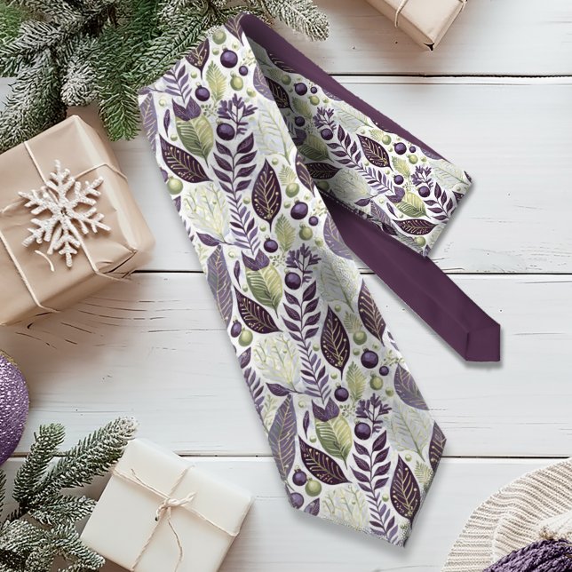 Cravate Motif de Noël vert violet #21 ID1009 (Créateur téléchargé)