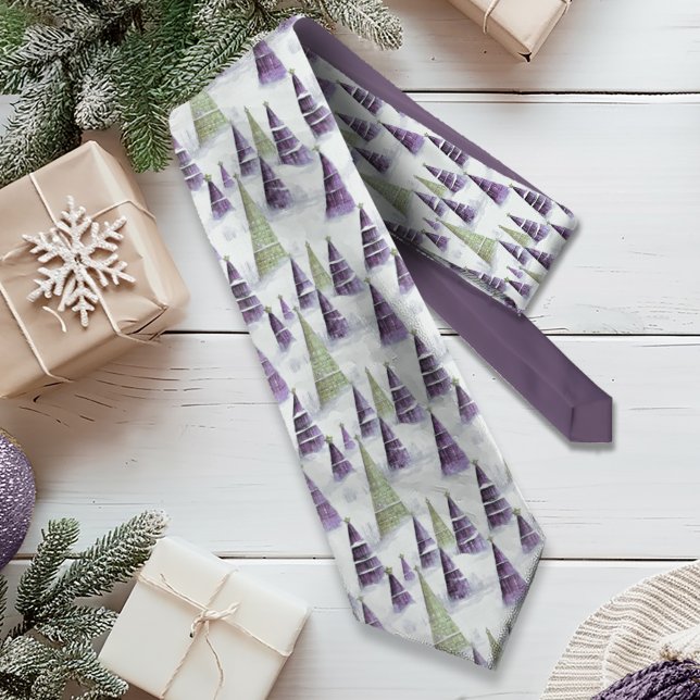 Cravate Motif de Noël vert violet #8 ID1009 (Créateur téléchargé)