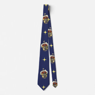 Cravate Motif de Noël vintage avec lanterne sur bleu