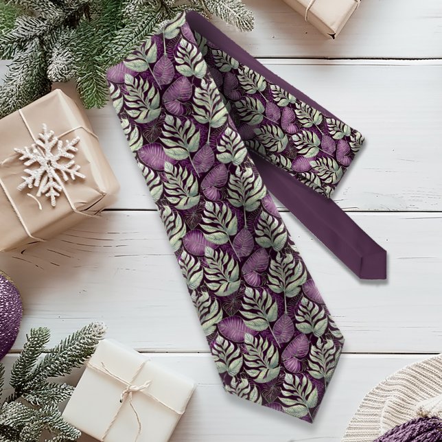 Cravate Motif de Noël Violet Vert #29 ID1009 (Créateur téléchargé)