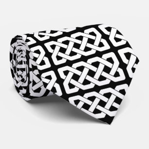 Cravate Motif de noeud celtique noir et blanc élégant