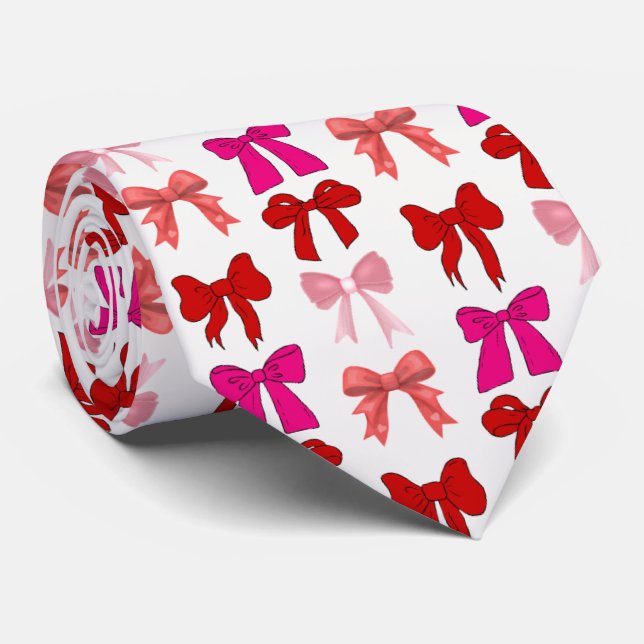 Cravate motif de noeud rose (Roulé)