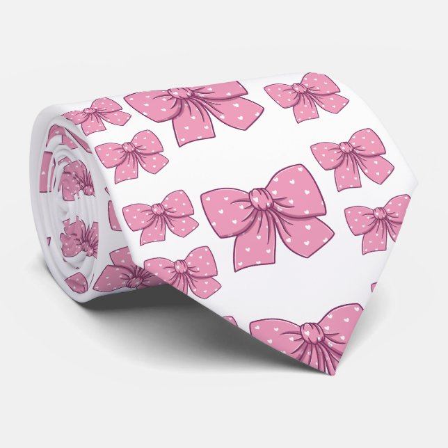 Cravate motif de noeud rose (Roulé)