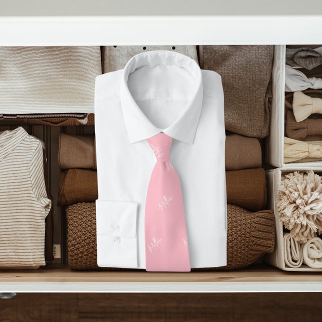 Cravate Motif de nom blanc rose (Créateur téléchargé)