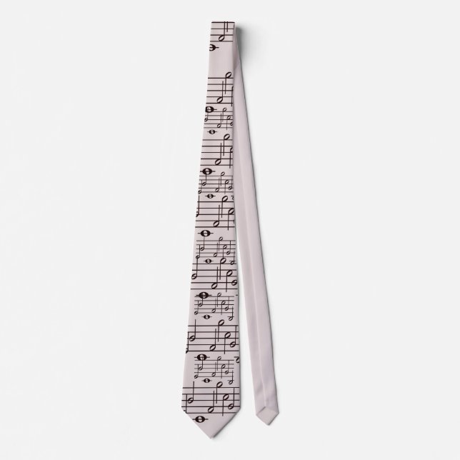 Cravate Motif de notes de musique en beige (Devant)