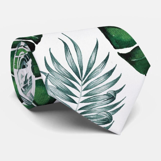 Cravate Motif de palmier de jungle à l'aquarelle tropicale (Roulé)