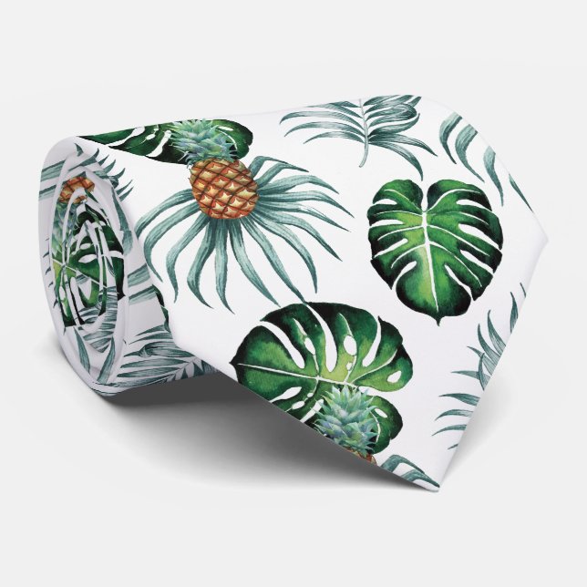 Cravate Motif de palmier de jungle à l'aquarelle tropicale (Roulé)