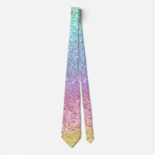 Cravate Motif de Parties scintillant Flashy Pastel Rainbow