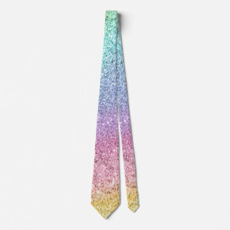 Cravate Motif de Parties scintillant Flashy Pastel Rainbow