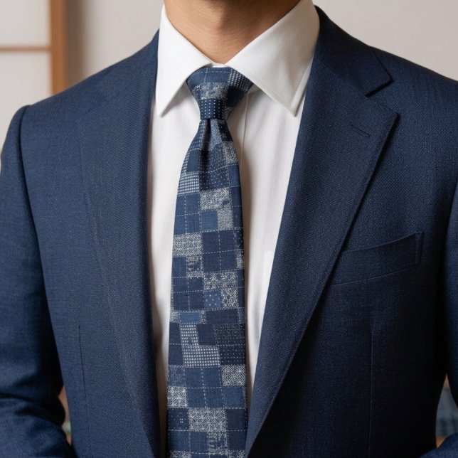 Cravate Motif de patchwork Sashiko japonais (Créateur téléchargé)