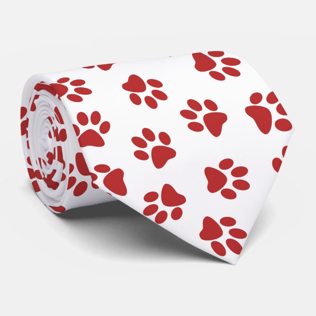 Cravate Motif De Pâtes, Patrouilles De Chiens, Paws Rouges (Roulé)