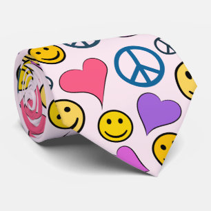 Cravate Motif de Peace Love Laugh