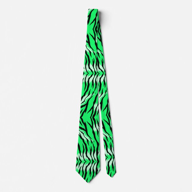 Cravate Motif de peau d'animal Tigre vert  (Devant)
