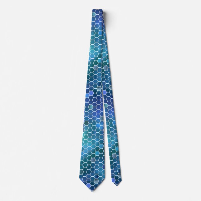 Cravate Motif de peigne bleu vert (Devant)