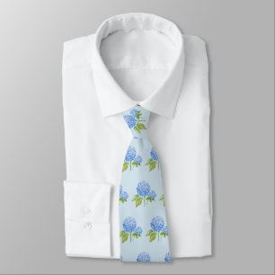 Cravate Motif de peinture de fleur d'hortensia bleu