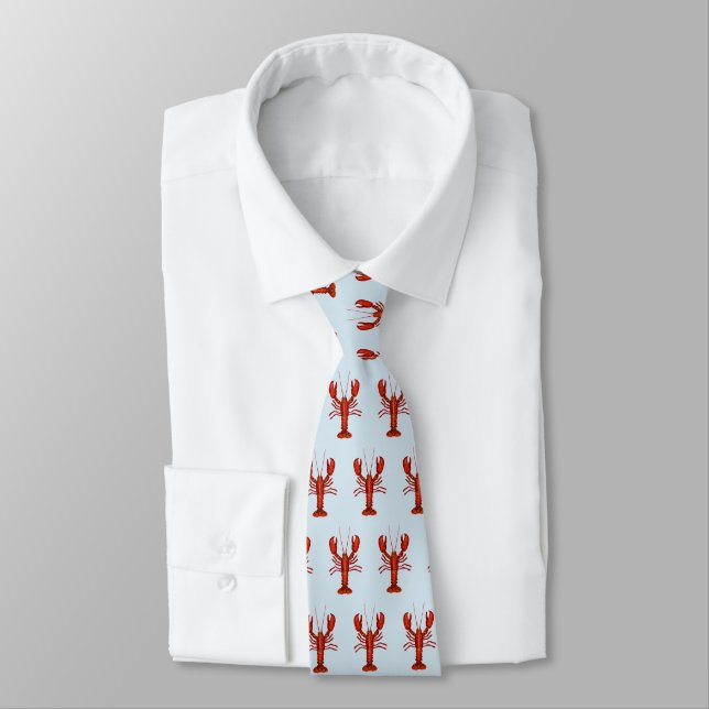 Cravate Motif de peinture de homard de plage côtière (Attaché)