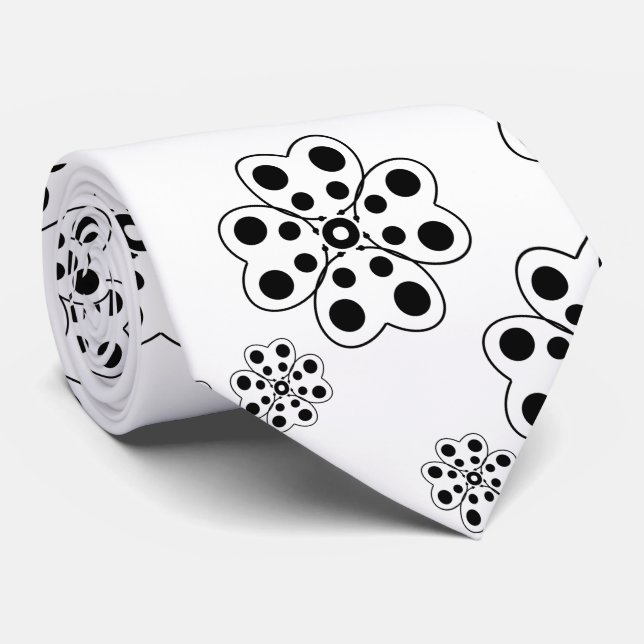 Cravate Motif de pétales à points de polka (Roulé)