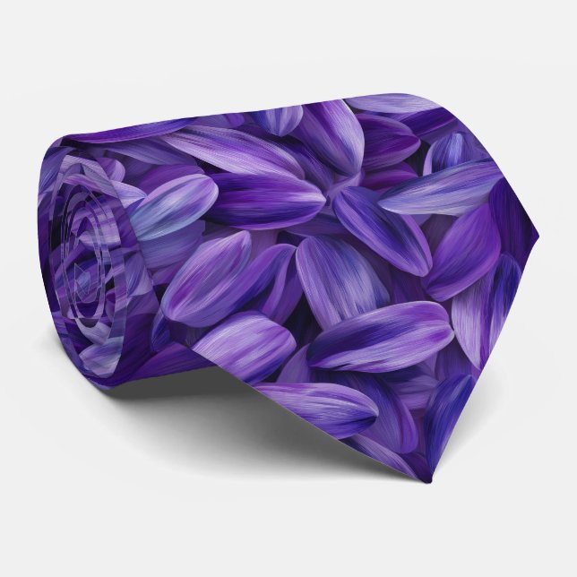 Cravate Motif de Pétales de Fleur de Lavande (Roulé)