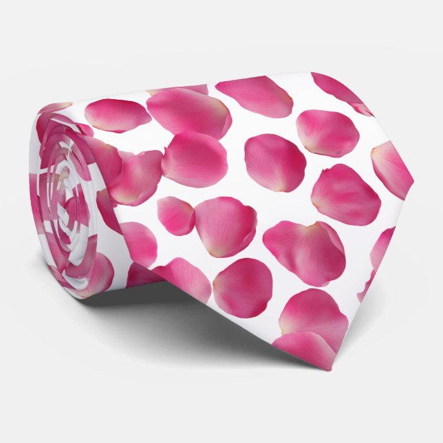 Cravate Motif de pétales de rose rose (Roulé)