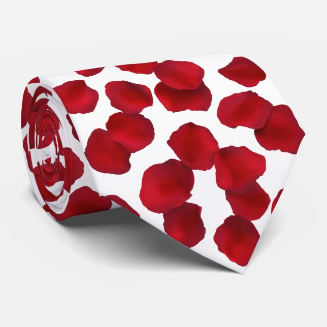 Cravate Motif de pétales de rose rouge (Roulé)
