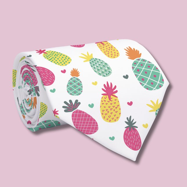 Cravate Motif de pin tropical et de cœur (Pineapple tie)