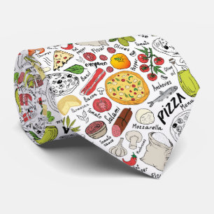 Cravate motif de pizza carrelée cool