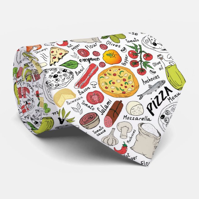 Cravate motif de pizza carrelée cool (Roulé)