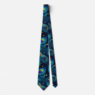 Cravate Motif de plumes de paon