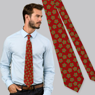 Cravate Motif de Poinsettia de Noël