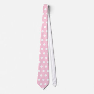 Cravate Motif de point rose et blanc de polka. Tacheté