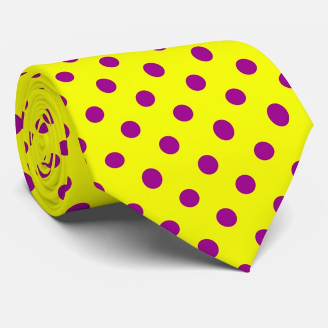 Cravate Motif de points noirs sur fond jaune et violet Des (Créateur téléchargé)
