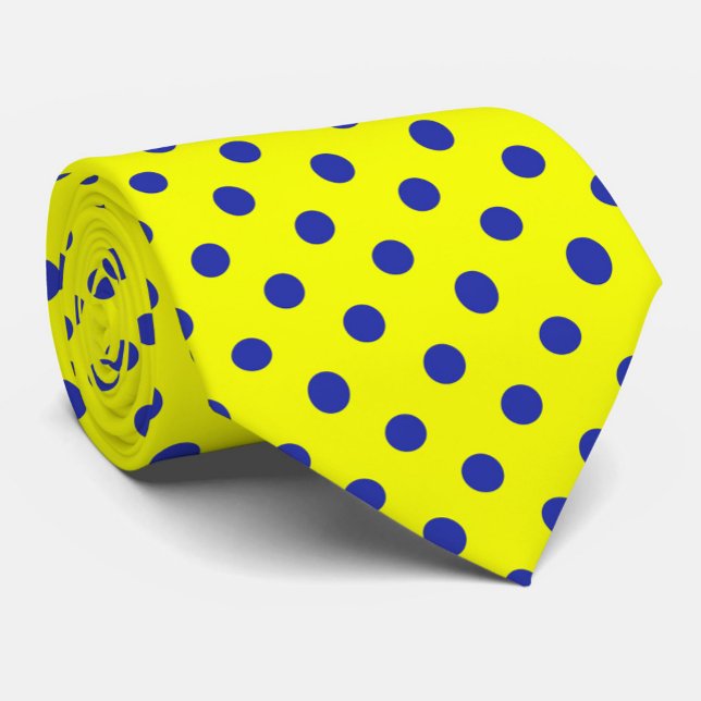 Cravate Motif de points polka jaunes et bleus  (Créateur téléchargé)