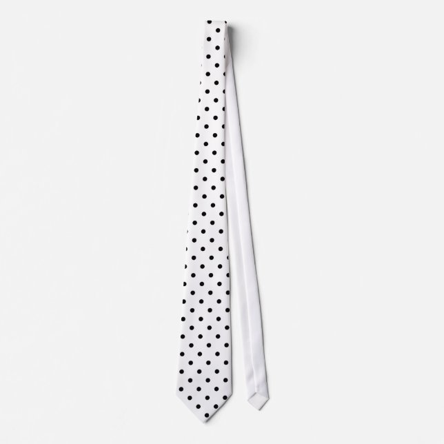 Cravate Motif de points Polka noir et blanc (Devant)