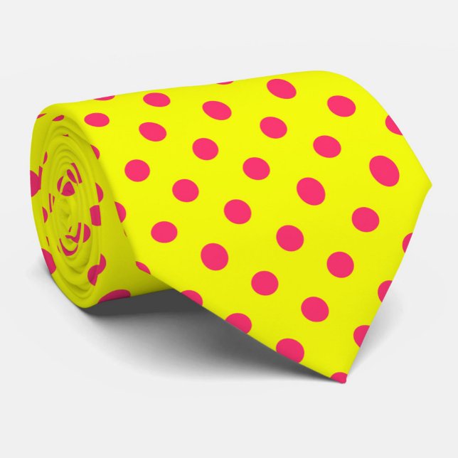 Cravate Motif de pois roses sur fond jaune  (Créateur téléchargé)