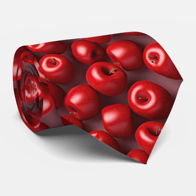 Cravate motif de pomme rouge carrelé cool (Roulé)