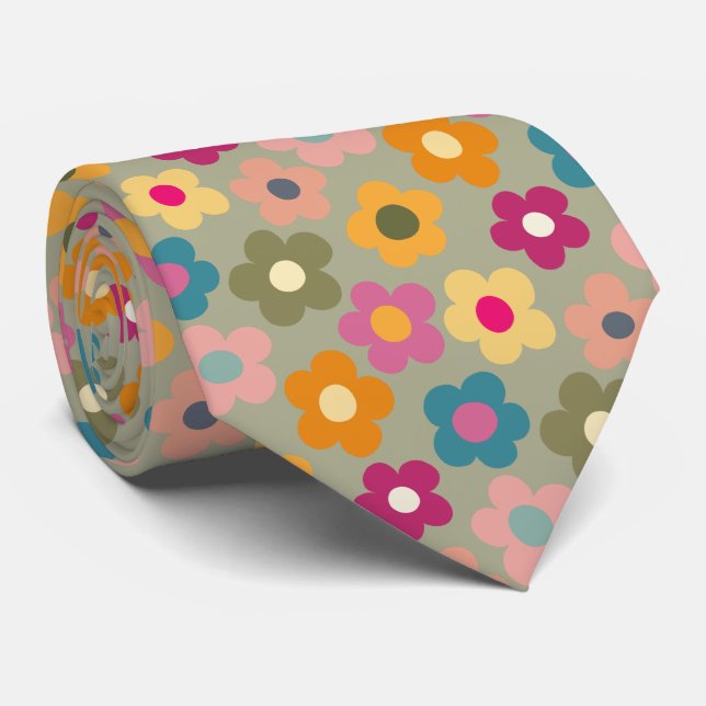 Cravate Motif de prairie florale mignonne (Roulé)