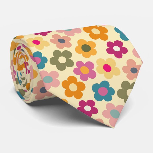Cravate Motif de prairie florale mignonne (Roulé)