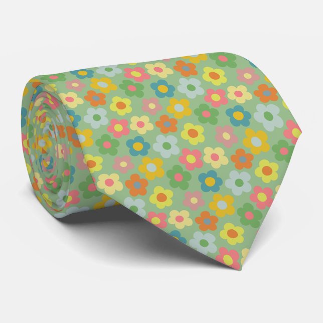 Cravate Motif de prairie florale mignonne (Roulé)