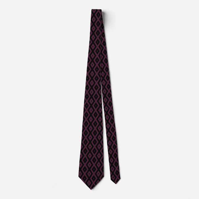 Cravate Motif de prune et de diamant noir (Devant)