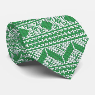 Cravate Motif de pull de Noël moche vert