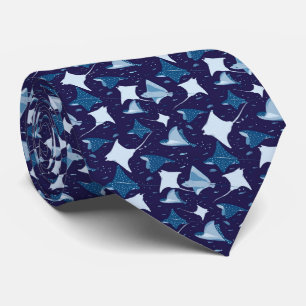 Cravate Motif de raie manta pastenague bleue