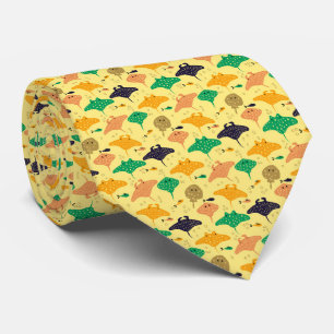 Cravate Motif de raie pastenague jaune mignon et poisson r
