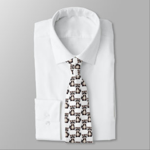 Cravate Motif de Raton laveur Blanc 